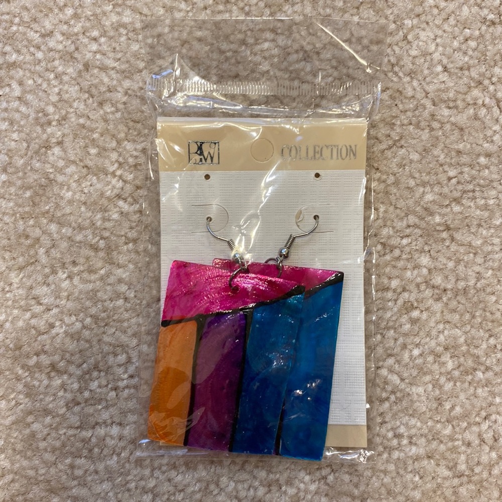 Square multicolor earrings for women